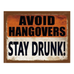 20X30-1035 VINTAGE SIGN 20 X 30 CM – AVOID HANGOVERS - Image 1