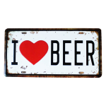 30X15-266 VINTAGE SIGN 30 X 15 CM - I LOVE BEER - Image 1