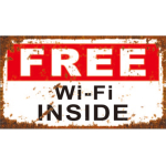 30X15-456 VINTAGE SIGN 30 X 15 CM - FREE WIFI - Image 1