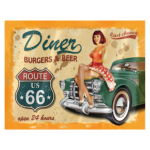 30×40-534 VINTAGE SIGN 30 X 40 CM – Route 66 Diner - Image 1
