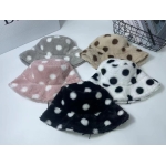 DOT02 FLUFFY FUR BUCKET DOTED PRINT HAT - Image 2