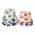 FLR01 FLUFFY FUR BUCKET HAT FLOWER PRINT - Image 1