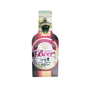 OP390 40CM WOODEN VINTAGE SIGN WITH BOTTLE OPENER - BEER BEST IN THE WORLD