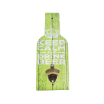 OP394 40CM WOODEN VINTAGE SIGN WITH BOTTLE OPENER - KEEP CALM AND DRINK BEER - Image 1
