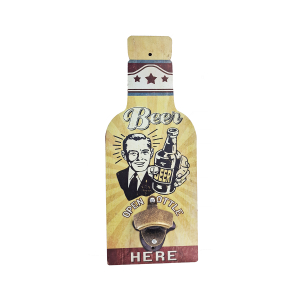 OP418 40CM WOODEN VINTAGE SIGN WITH BOTTLE OPENER - BEER OPEN BOTTLE