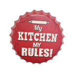 LW060 35CM BOTTLE TOP SIGN - MY KITCHEN MY RULES - Image 1