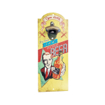 OP352 36CM WOODEN VINTAGE SIGN WITH BOTTLE OPENER – BEER IS COLD - Image 1