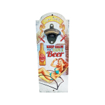 OP356 36CM WOODEN VINTAGE SIGN WITH BOTTLE OPENER - KEEP CALM DRINK BEER - Image 1