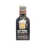 OP697 40CM WOODEN VINTAGE SIGN WITH BOTTLE OPENER - BEST IN TOWN BEER - Image 1