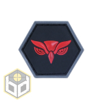 OWL HEAD RED-GREY BALLISTIC HEX PATCH BH00046 - Image 1