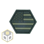AMERICAN FLAG OD GREEN BALLISTIC HEX PATCH BH00006 - Image 1