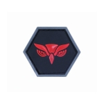 OWL HEAD RED-GREY BALLISTIC HEX PATCH BH00046 - Image 1