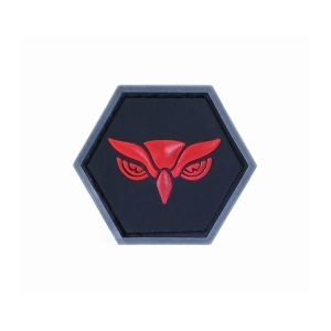 OWL HEAD RED-GREY BALLISTIC HEX PATCH BH00046