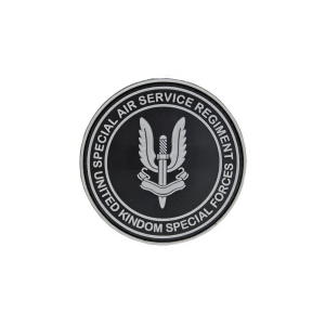 UK SPECIAL AIR SERVICE PVC PATCH GREY ON BLACK UKSF-GREY