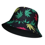 499-1 MULTICOLUR LEAF REVERSABLE SUMMER BUCKET HAT - Image 1