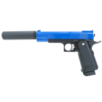 G6A Galaxy Airsoft Metal Spring Pistol With Suppressor - Two Tone - Image 1