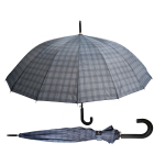 2610G Grey Check Umbrella With J-Shaped Handle - Image 1