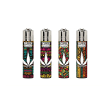 Pack of 40 Clipper Reggae Pattern Leaves Skulls Lighter - Image 1