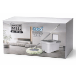 Deluxe 360° Spin Mop and Bucket Set with Stainless Steel Wringer, Drain Plug & 2 Microfiber Heads - Image 2