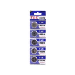 T&E CR2016 BATTERY 5 CARD BLISTER