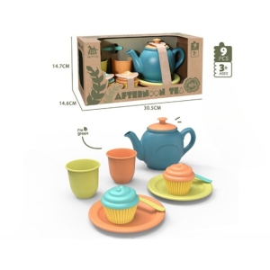 13478MG Eco-Friendly 9-Piece Afternoon Tea Playset – 100% Recycled Wheat Straw – Pretend Roleplay Toy Set