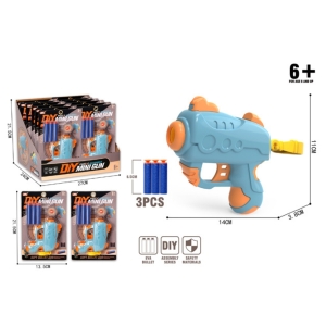 19866A-1 DIY Mini Soft Bullet Gun – EVA Foam Dart Blaster with 3 Darts – 12PCS Display Box