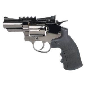 Magnum 2.5 Inch Co2 4.5mm Air Revolver Black Chrome With Pistol Bag