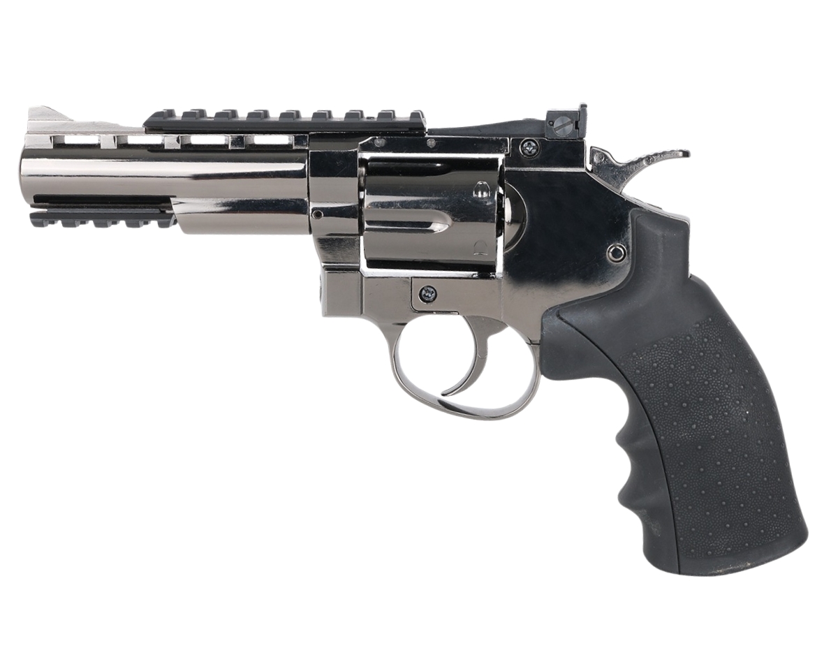 Revolver 4 Inch Magnum 4 Inch Co2 4.5 mm Air Revolver Black Chrome With Pistol Bag ...