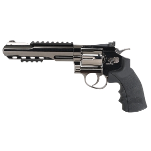 6 Inch 4.5 mm Co2 Air Revolver Black Chrome With Hard Case