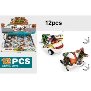 8823-6 12PCS Inertia Drive Pull-Back Graffiti Airplane Toy