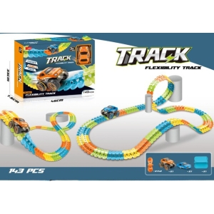 962 143-Piece Flexible Track Racing Set with Light-Up Cars