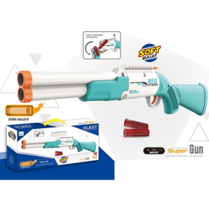 9955 Double Barrel Pump-Action Soft Bullet Shotgun Toy with Shell Ejection & EVA Foam Ammo