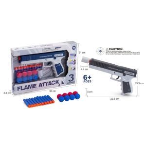TH2501-3 Flame Attack Foam Dart & Soft Ball Toy Gun Set – 3 Firing Modes