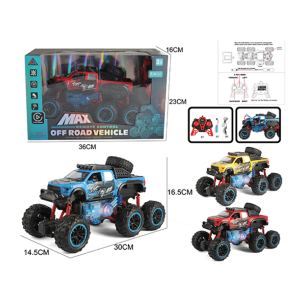 666- MAX 2.4GHz Remote Control 6-Wheel Off-Road Vehicle with Lights & Demo Mode – Rechargeable RC Monster Truck