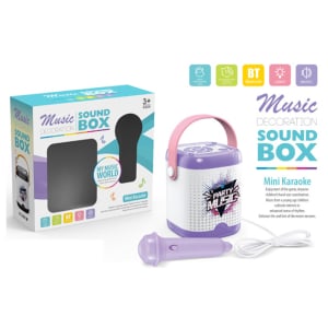 8804 Kids Mini Karaoke Sound Box Set with Microphone & Bluetooth - Pink