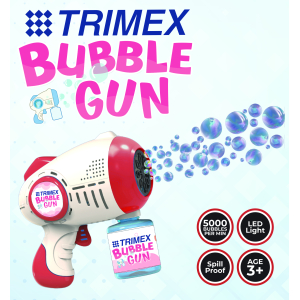 TX-BU-026 Trimex Battery Operated Bubble Gun with LED Light – Red & Blue