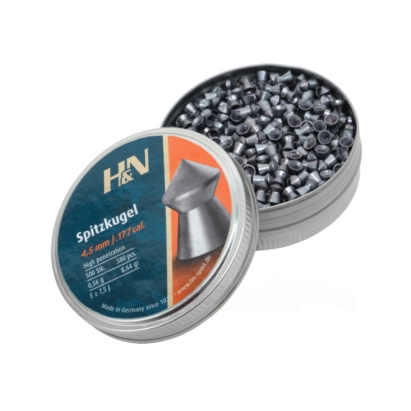 .177 cal pointed lead pellets H&N Spitzkugel 400ct airgun pellets