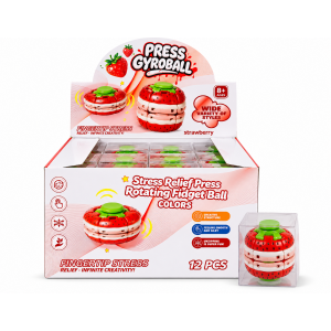 TX-2003 Strawberry Press Gyroball Rotating Fidget Stress Relief Toy – Pack of 24